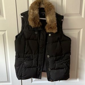 Lands End Puffer Vest with Fur Trim